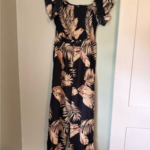 SHEIN Cream Resort Wear Off the Shoulder Jumpsuit